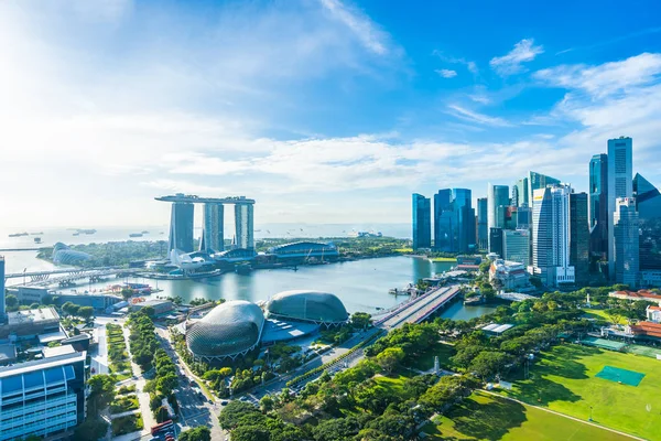 Beautiful Architecture Building Exterior Cityscape Singapore City Skyline White Cloud — Stock Photo, Image