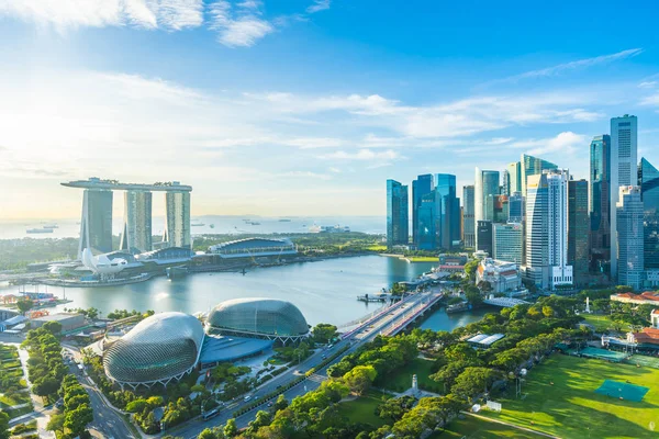 Hermoso Edificio Arquitectura Paisaje Urbano Exterior Singapur Horizonte Ciudad Con — Foto de Stock