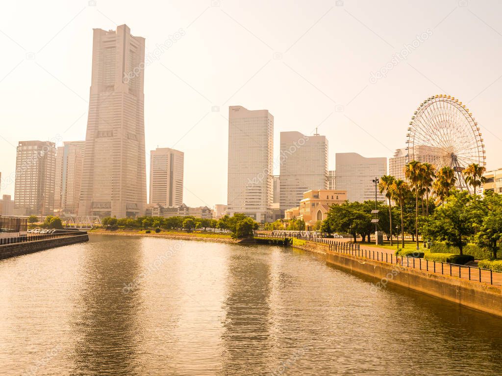 Beautiful Yokohama skyline city in japan