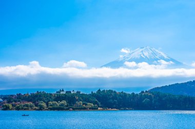 Dağ fuji ile akçaağaç yaprağı ağacın etrafında güzel manzara