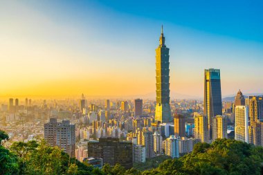 Güzel manzara ve cityscape taipei 101 bina ve ark
