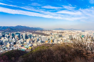 Güzel manzara ve Seoul city cityscape