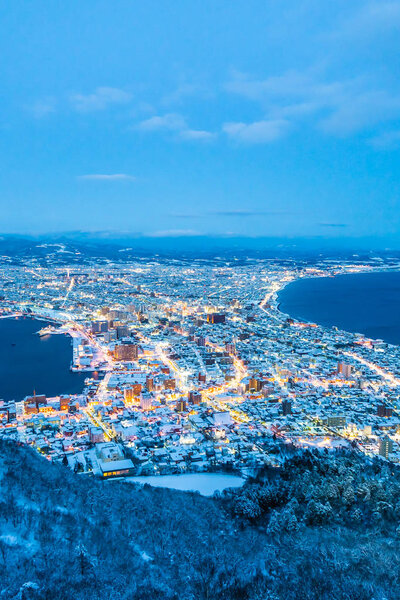 Beautiful landscape and cityscape from Mountain Hakodate for loo