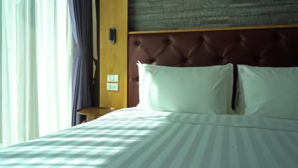 Footage Hotel Bedroom Luxury Interior — Stock Video