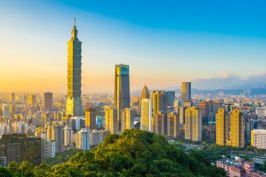 Güzel manzara ve cityscape taipei 101 bina ve ark