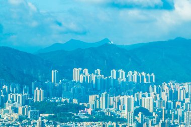 Hong Kong şehir silüetinin güzel mimarisi Binası