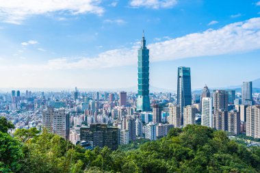 Güzel manzara ve cityscape taipei 101 bina ve ark