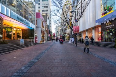 Seoul, Güney Kore 10 Aralık 2018: Myeong dong pazarı 