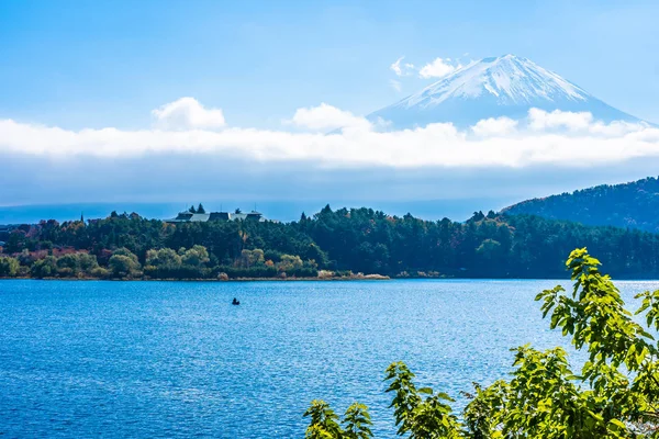 Dağ fuji ile akçaağaç yaprağı ağacın etrafında güzel manzara