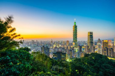 Güzel manzara ve cityscape taipei 101 bina ve ark