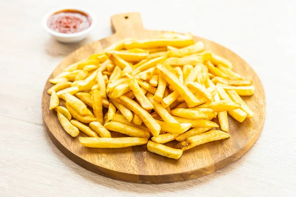 French fries with tomato or ketchup sauce — Stock Photo, Image