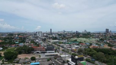 Modern megalopolis Asya şehrinin manzaralı görüntüleri