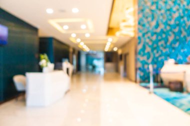 Görüntü bulanıklığı ve arka plan için otel lobisinin dışsal görünümü