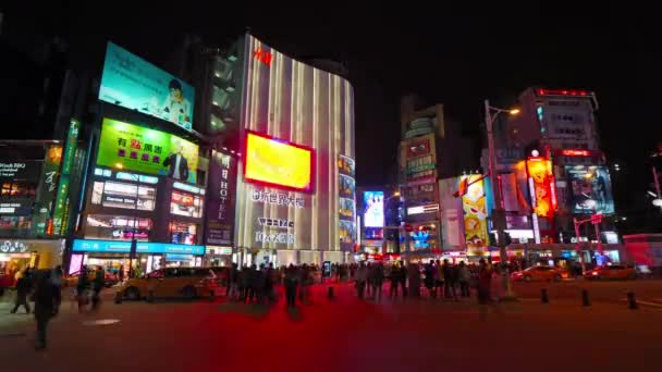 Szenische Aufnahmen Der Modernen Megalopolis Asiatische Stadt Bei Nacht — Stockvideo