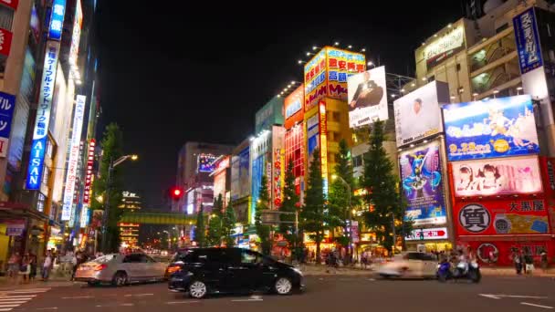 Szenische Aufnahmen Der Modernen Megalopolis Asiatische Stadt Bei Nacht — Stockvideo