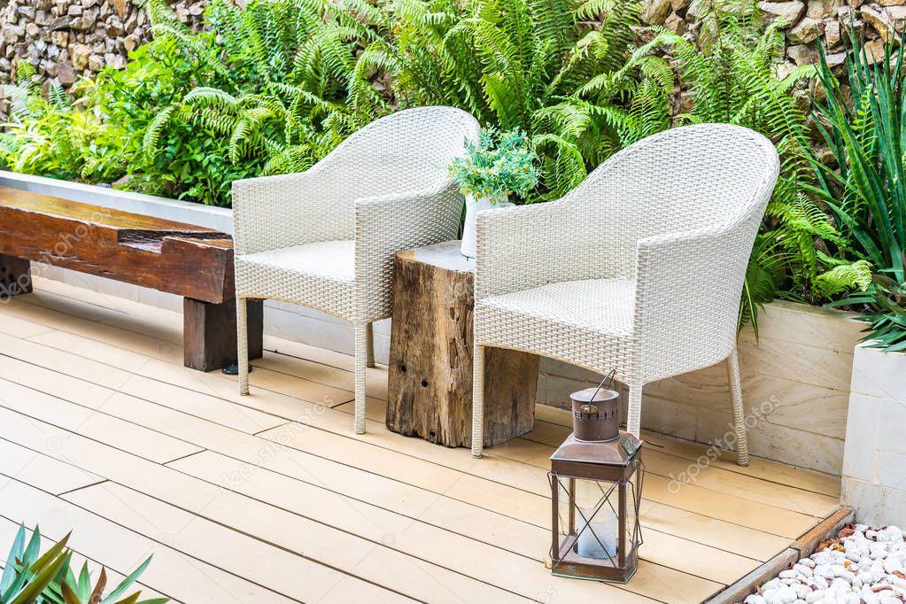 Empty chair decoration outdoor patio