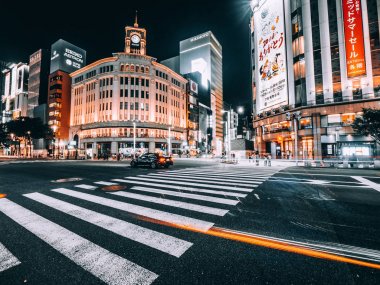 Tokyo Ginza, Japonya - 1 Ağustos 2018: Ginza bölge ve alan olan t