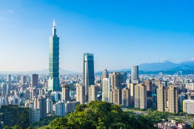 Güzel manzara ve cityscape taipei 101 bina ve ark