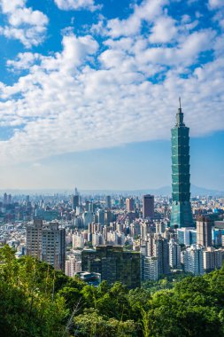 Güzel manzara ve cityscape taipei 101 bina ve ark