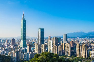 Güzel manzara ve cityscape taipei 101 bina ve ark