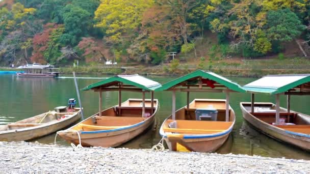 Imágenes Escénicas Hermoso Lago Con Barcos Día Soleado — Vídeos de Stock