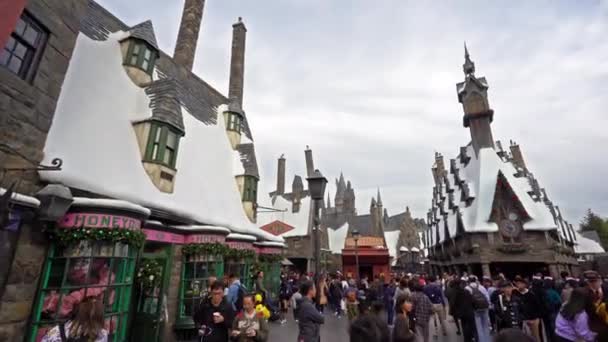 Osaka Japan Грудня 2015 Hogwarts School Witchcraft Castle Wizardry Replica — стокове відео