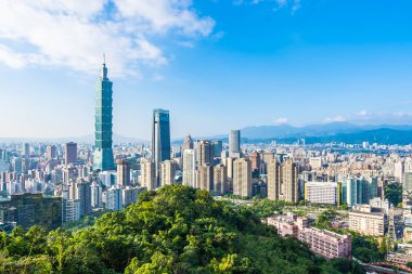 Güzel manzara ve cityscape taipei 101 bina ve ark
