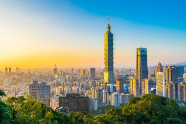 Güzel manzara ve cityscape taipei 101 bina ve ark