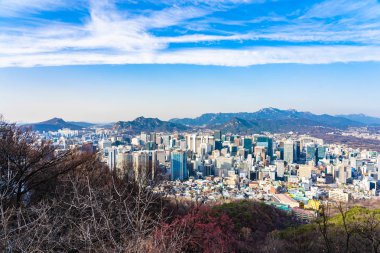 Güzel manzara ve Seoul city cityscape