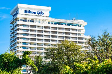 Hua hin , Tayland - 2 Mayıs 2019 : Hilton otel ve tatil yeri işareti i