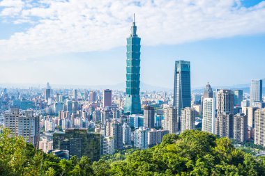 Güzel manzara ve cityscape taipei 101 bina ve ark