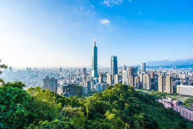 Güzel manzara ve cityscape taipei 101 bina ve ark