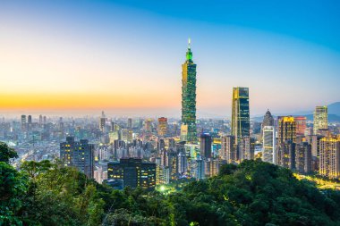 Güzel manzara ve cityscape taipei 101 bina ve ark