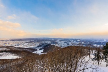 Moiwa dağın etrafından kar wint ağacında ile güzel manzara