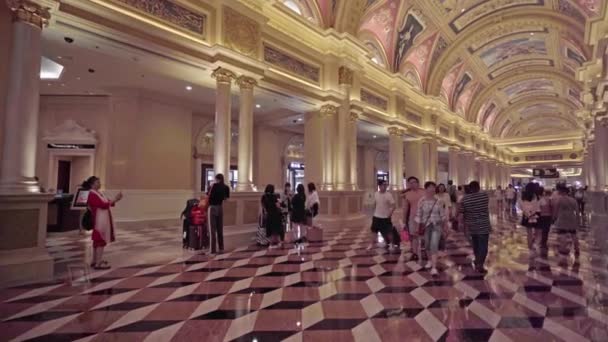 China Macau September 2018 Beautiful Luxury Venetian Hotel Resort Casino — Stock Video