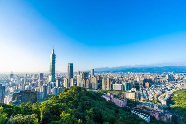 Güzel manzara ve cityscape taipei 101 bina ve ark