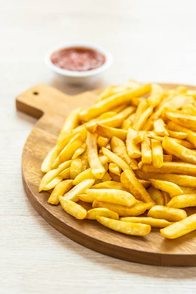 French fries with tomato or ketchup sauce — Stock Photo, Image