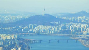 Modern megalopolis Asya şehrinin manzaralı görüntüleri