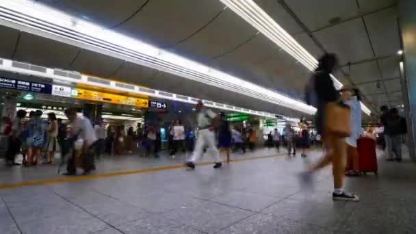 Time Lapse Beelden Van Drukke Mensen Lopen Het Treinstation Macau — Stockvideo