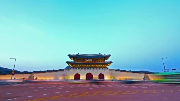 Schönes Gebäude Des Gyeongbokgung Palastes Seoul Korea — Stockvideo