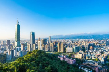 Güzel manzara ve cityscape taipei 101 bina ve ark