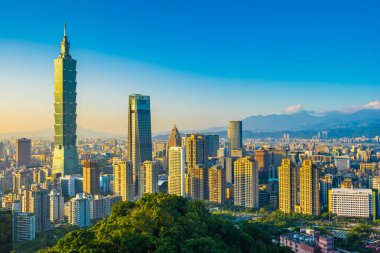 Güzel manzara ve cityscape taipei 101 bina ve ark