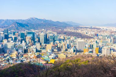Güzel manzara ve Seoul city cityscape