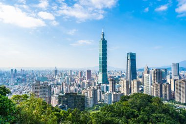 Güzel manzara ve cityscape taipei 101 bina ve ark