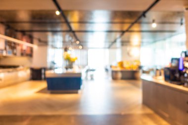 Soyut bulanıklık ve defocused açık büfe restoran ve kahve dükkanı CA