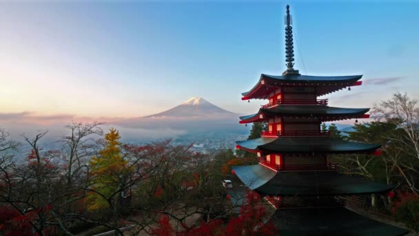 美しい伝統的な日本の塔の風光明媚な映像 — ストック動画