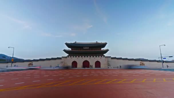 Schönes Gebäude Des Gyeongbokgung Palastes Seoul Korea — Stockvideo