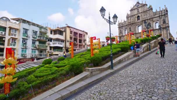 Nádherný Záběr Zřícenin Svatého Pavla Macau Čína — Stock video