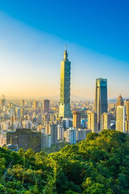 Güzel manzara ve cityscape taipei 101 bina ve ark
