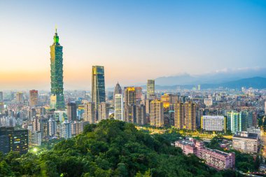 Güzel manzara ve cityscape taipei 101 bina ve ark